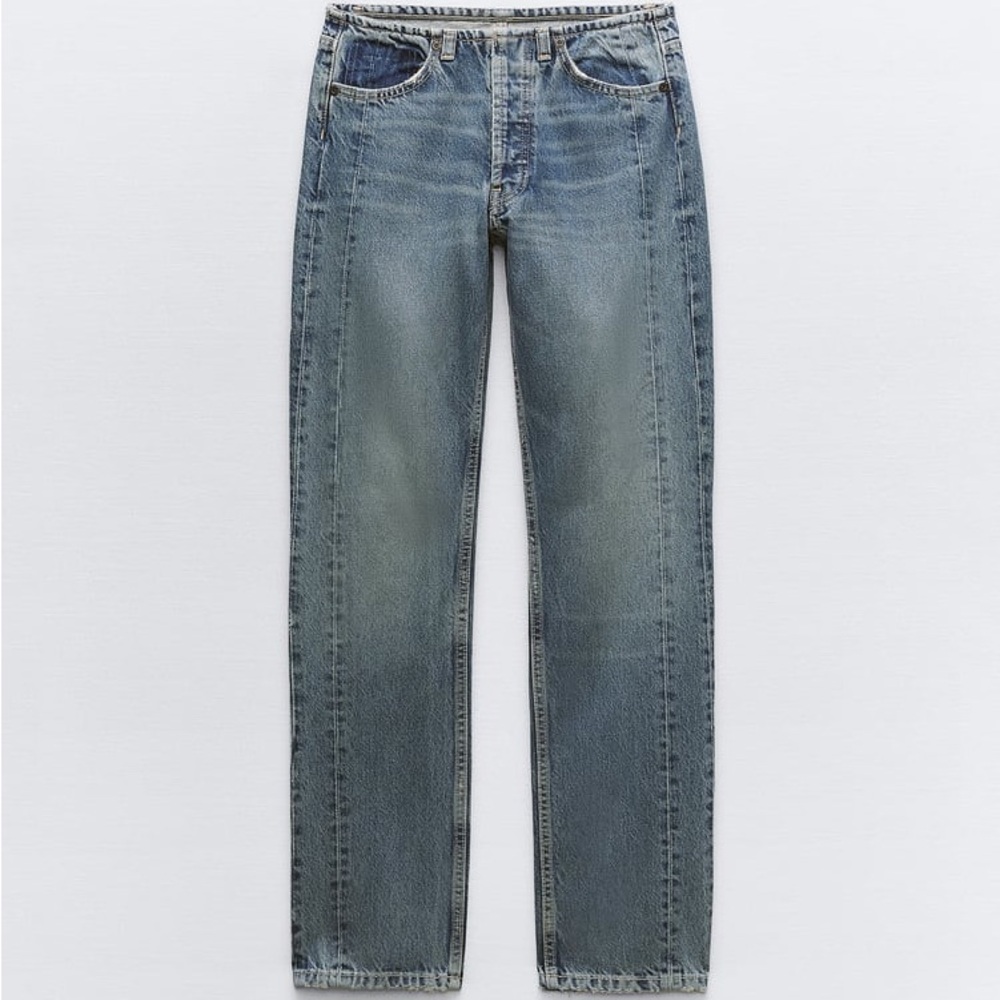 Women Zara  Blue Straight-Leg Jeans